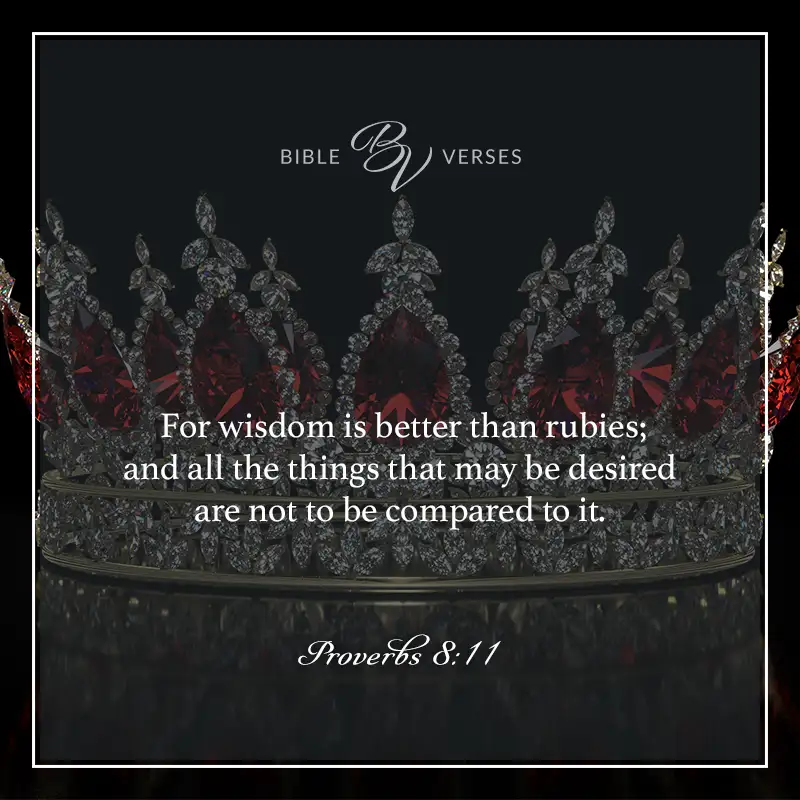 bible verses about wisdom

For wisdom is better than rubies; and all the things that may be desired are not to be compared to it.

Proverbs 8:11