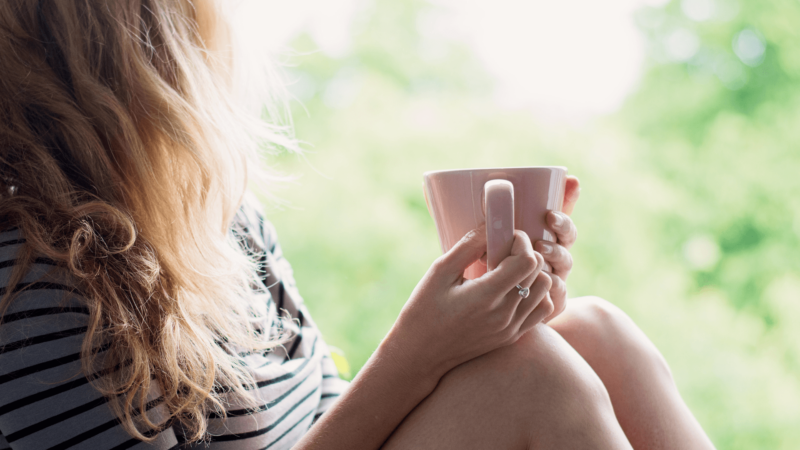 Bible verses about calm: woman drinking coffee
